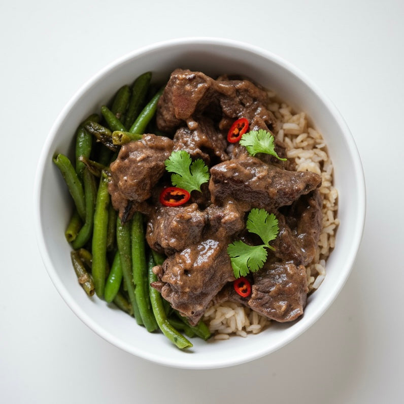 BŒUF LOK LAK - RIZ THAI COMPLET - HARICOTS VERTS