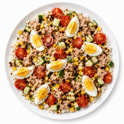 SALADE DE RIZ AU THON ET OEUF