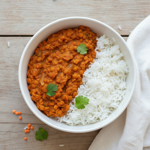 DAHL DE LENTILLES CORAIL – RIZ BASMATI