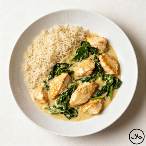 POULET CRÈME ÉPINARDS – RIZ BASMATI