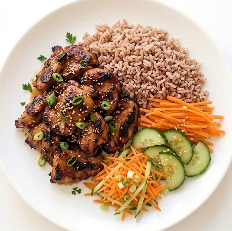 POULET BULGOGI - RIZ THAÏ COMPLET - CAROTTES CONCOMBRE