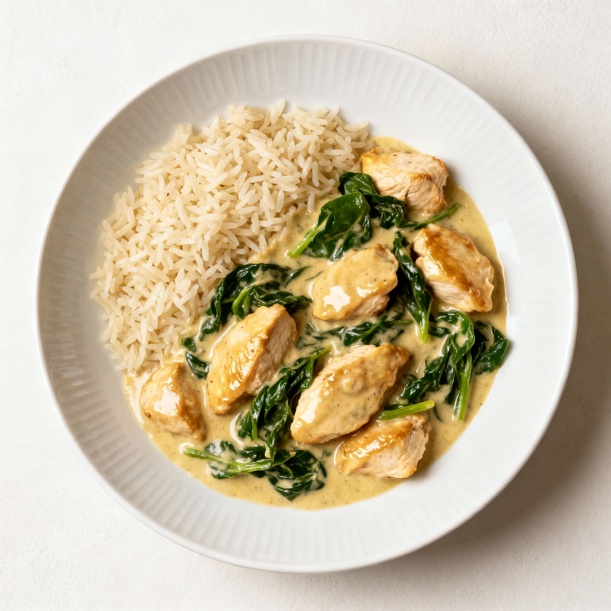 POULET CRÈME ÉPINARDS – RIZ BASMATI