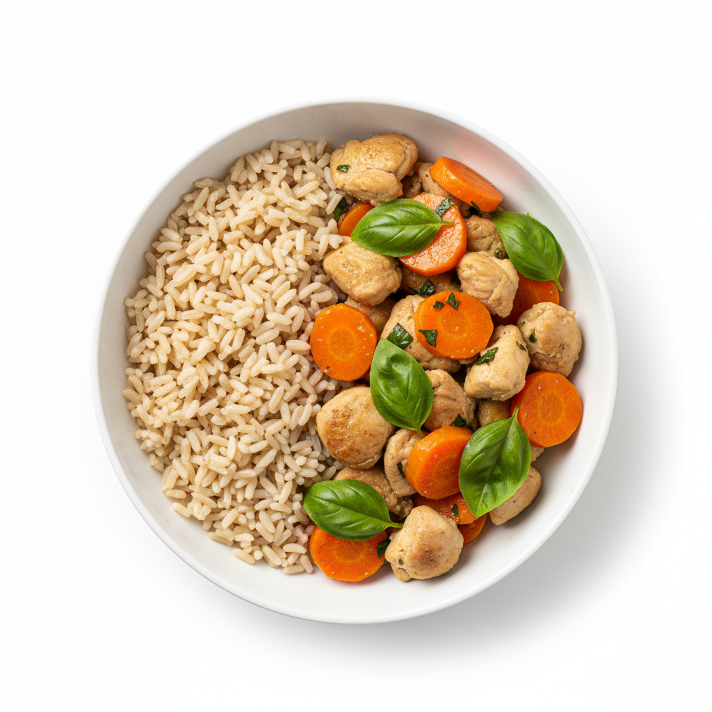 POULET THAÏ CAROTTES BASILIC - RIZ THAÏ COMPLET